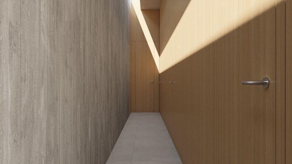 Stone corridor with a strip of natural light